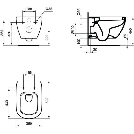 Ideal Standard T007801 - Karājamais WC TESI keramika/balta