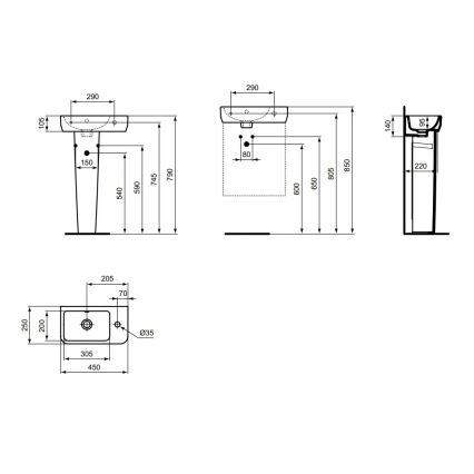 Ideal Standard T458601 - Sienas piestiprināma izlietne I.LIFE S 45x25 cm keramika/balta