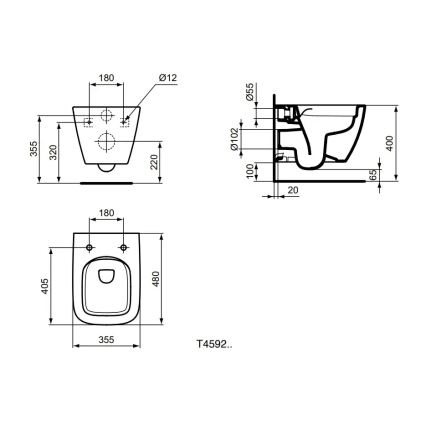 Ideal Standard T459201 - Piekaramais WC bez apmales I.LIFE S keramika/balts