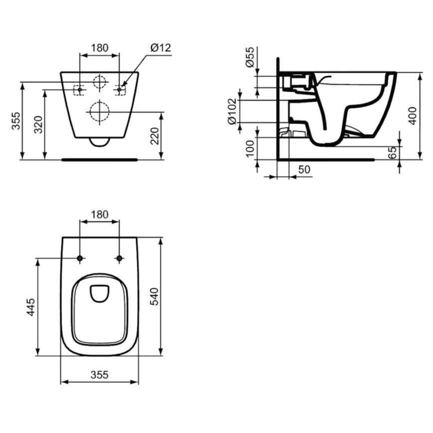 Ideal Standard T461401 - Sienas WC bez apmales I.LIFE B keramika/balta