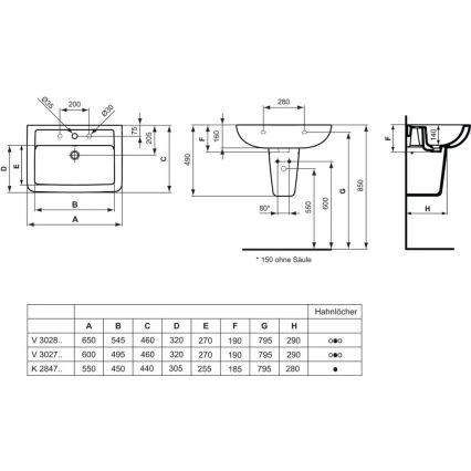 Ideal Standard V302701 - Karājamā izlietne EUROVIT 60x46 cm keramika/balta