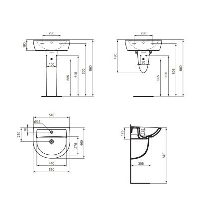 Ideal Standard W332601 - Piekaramā izlietne EUROVIT 55x46 cm keramiska/balta
