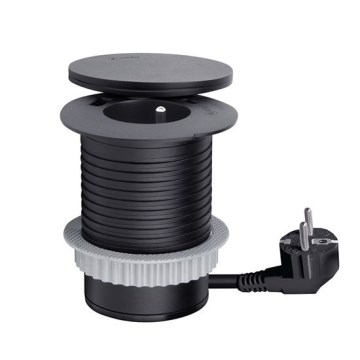 Iebūvējama kontaktligzda ar 10 W bezvadu uzlādi, 1x kontaktligzda + USB A+C, melna