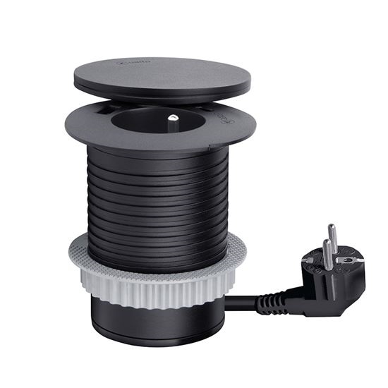 Iebūvējama kontaktligzda ar 10 W bezvadu uzlādi, 1x kontaktligzda + USB A+C, melna