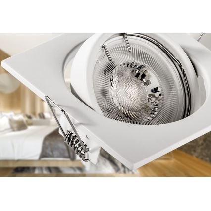 Iebūvējamais griestu gaismeklis 1xGU10/MR16/10W/230V, 9x9 cm, balts