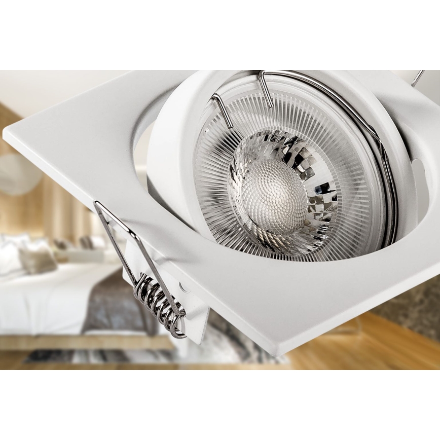 Iebūvējamais griestu gaismeklis 1xGU10/MR16/10W/230V, 9x9 cm, balts