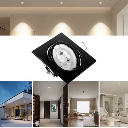 Iebūvējamais griestu gaismeklis 1xGU10/MR16/10W/230V 9x9 cm melns