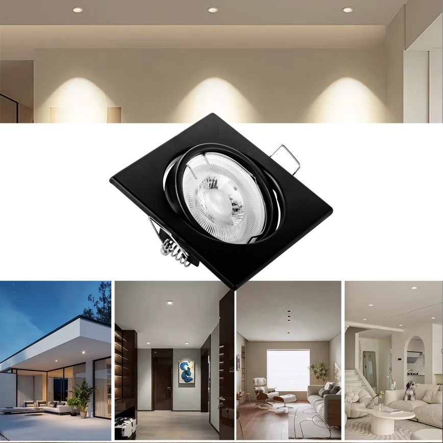 Iebūvējamais griestu gaismeklis 1xGU10/MR16/10W/230V 9x9 cm melns