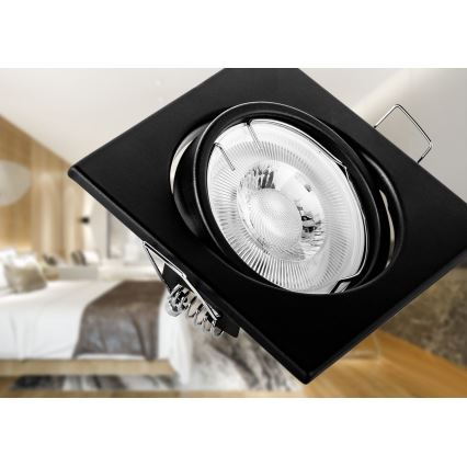 Iebūvējamais griestu gaismeklis 1xGU10/MR16/10W/230V 9x9 cm melns