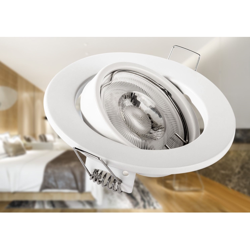 Iebūvējamais griestu gaismeklis 1xGU10/MR16/10W/230V Ø 9 cm balts