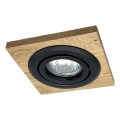 Iebūvējamais griestu gaismeklis TOBBY 1xGU10/20W/230V 11,5x11,5 cm ozols/melns