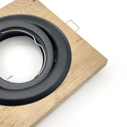 Iebūvējamais griestu gaismeklis TOBBY 1xGU10/20W/230V 11,5x11,5 cm ozols/melns