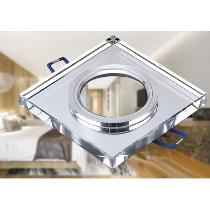 Iebūvējamais griestu lukturis 1xGU10/MR16/10W/230V 9x9 cm pulēts hroms