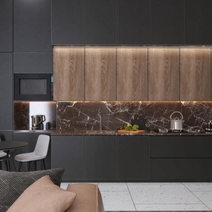 Iebūvējamais profils LED lentēm, 1 m, melns/balts