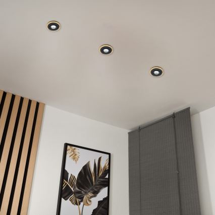 Iebūvējams griestu gaismeklis TOBBY 1xGU10/20W/230V Ø 11,5 cm ozols/melns