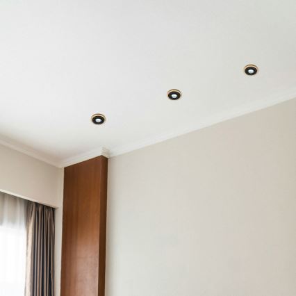 Iebūvējams griestu gaismeklis TOBBY 1xGU10/20W/230V Ø 11,5 cm ozols/melns