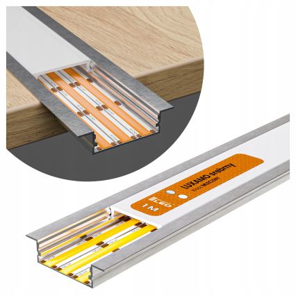 Iebūvējams profils LED lentēm, 1 m, sudraba/balts