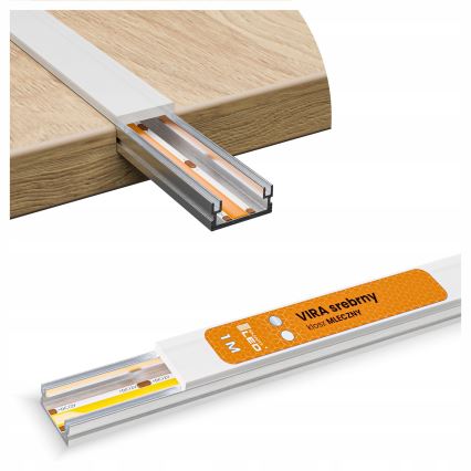 Iebūvējams profils LED lentēm 1 m, sudraba/balts