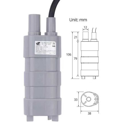 Iegremdējamais 12V sūknis, 600 l/h