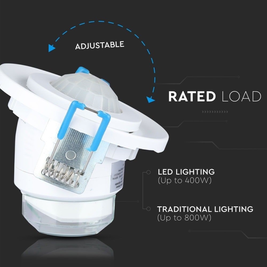 Iegremdējams kustību sensors PIR 360° 400W/230V balta