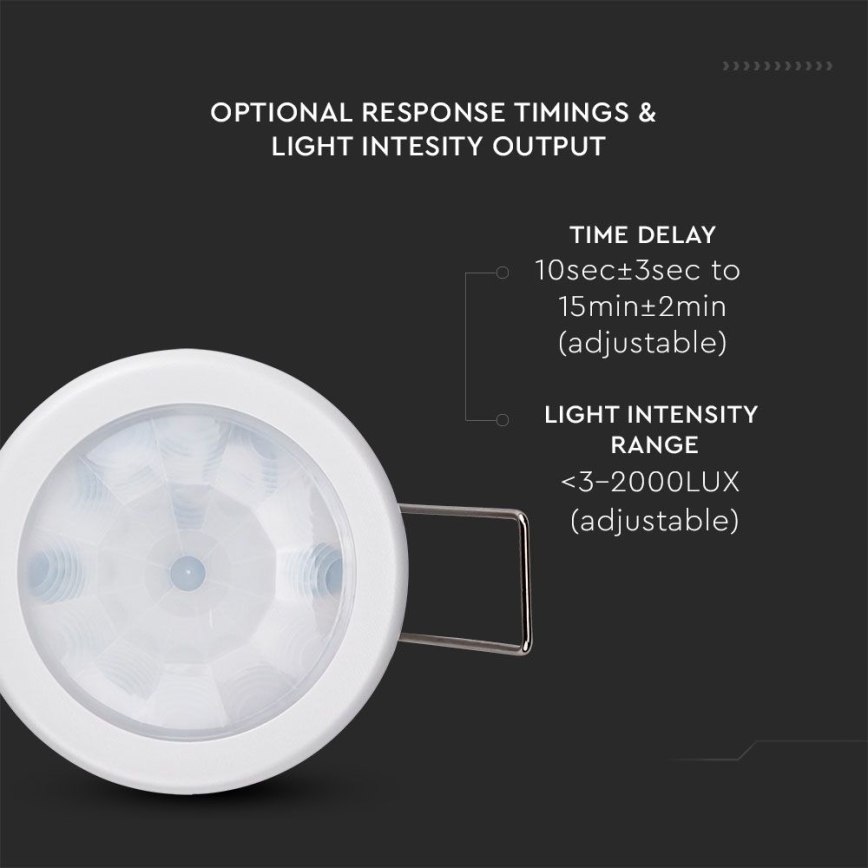 Iegremdējams kustību sensors PIR 360° 400W/230V balta