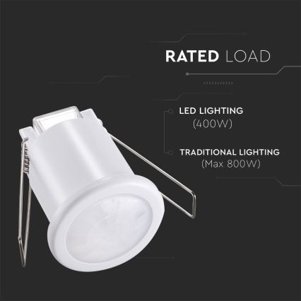 Iegremdējams kustību sensors PIR 360° 400W/230V balta