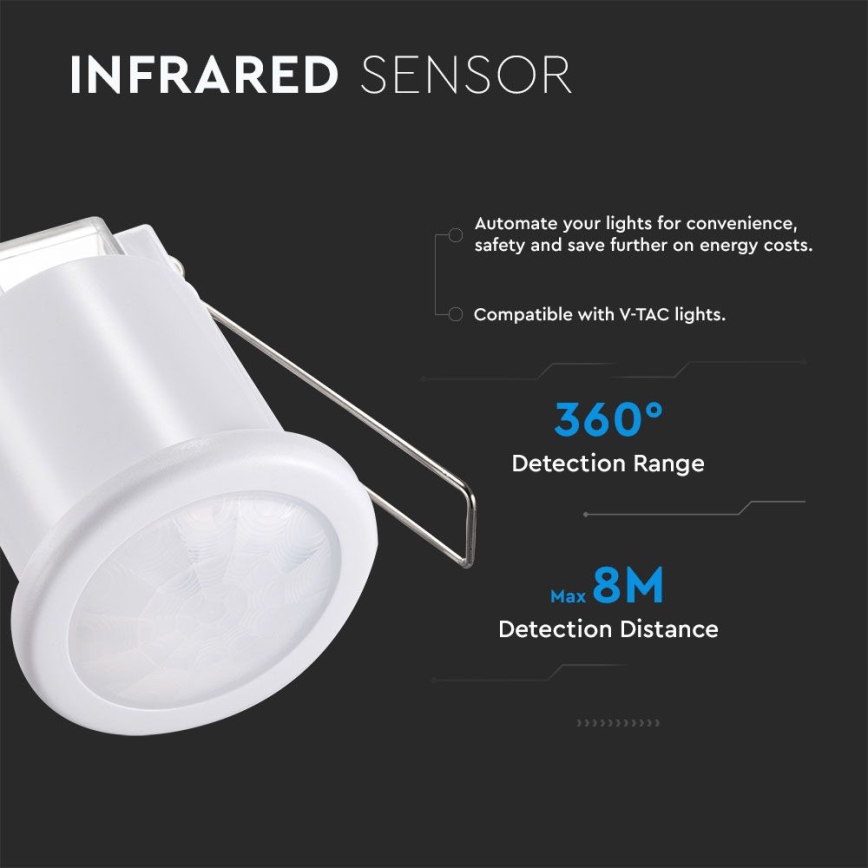 Iegremdējams kustību sensors PIR 360° 400W/230V balta