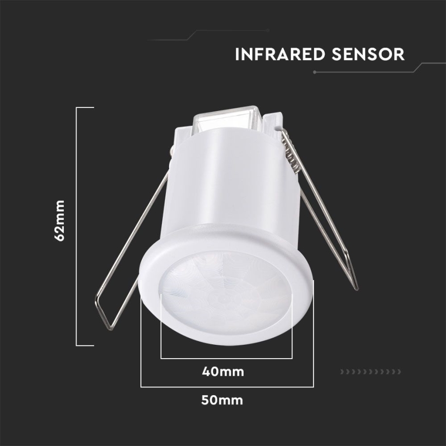 Iegremdējams kustību sensors PIR 360° 400W/230V balta
