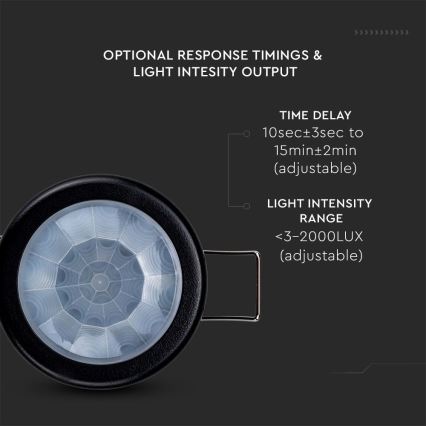 Iegremdējams kustību sensors PIR 360° 400W/230V melna