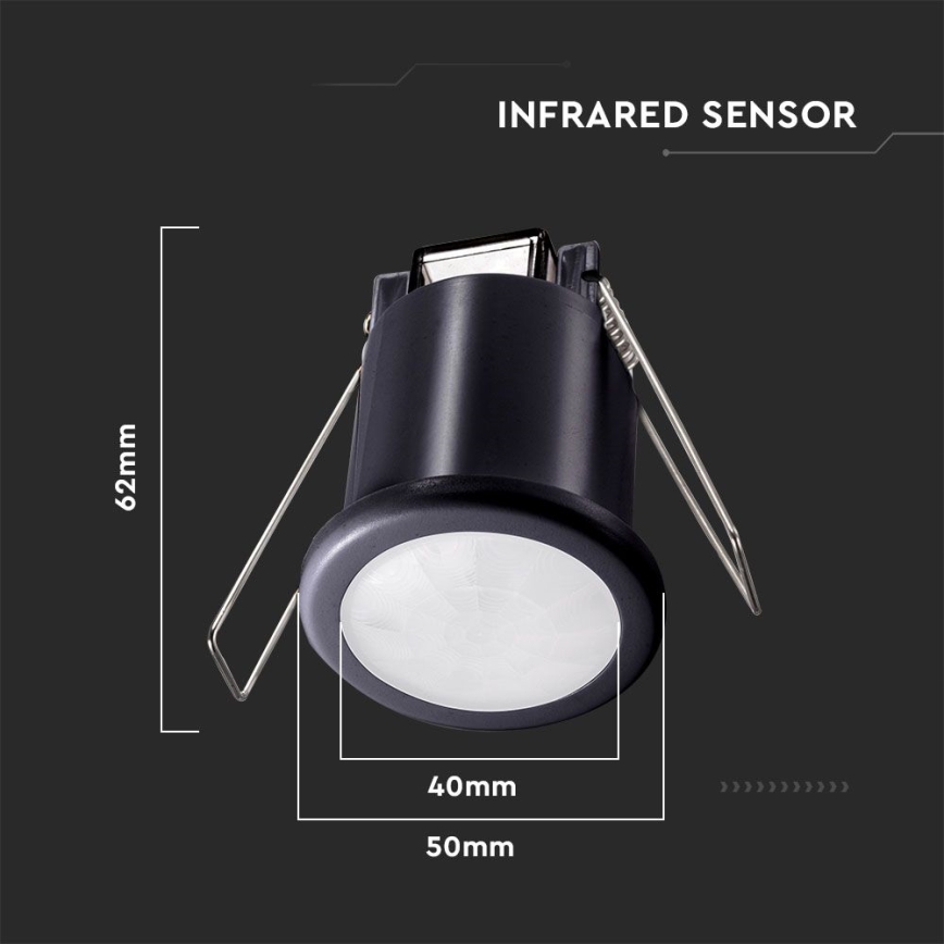 Iegremdējams kustību sensors PIR 360° 400W/230V melna
