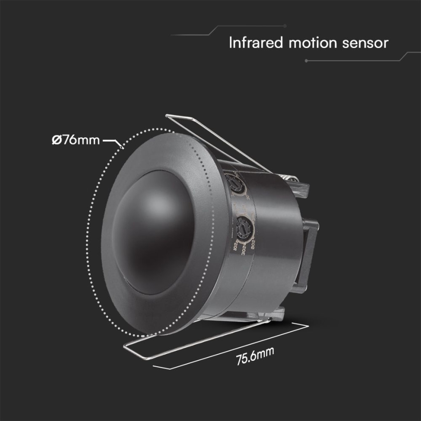 Iegremdējams kustību sensors PIR 360° 500W/230V melna