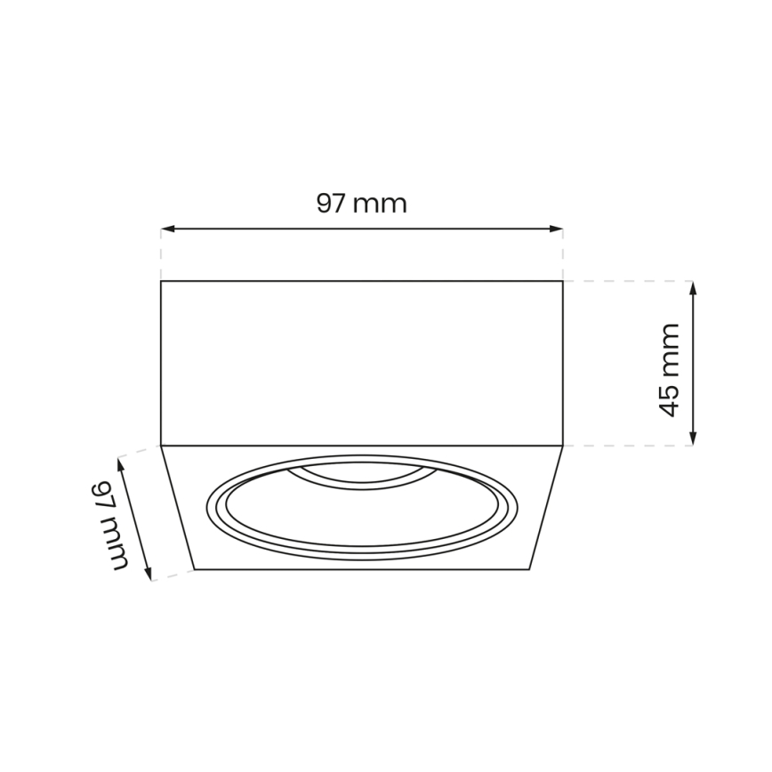 Iegremdējams starmetis BALI 1xGU5,3/MR16/25W/12V kvadrātveida melns