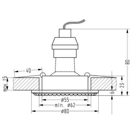 Iegremdēts gaismeklis SOC 1xGU10/50W/230V