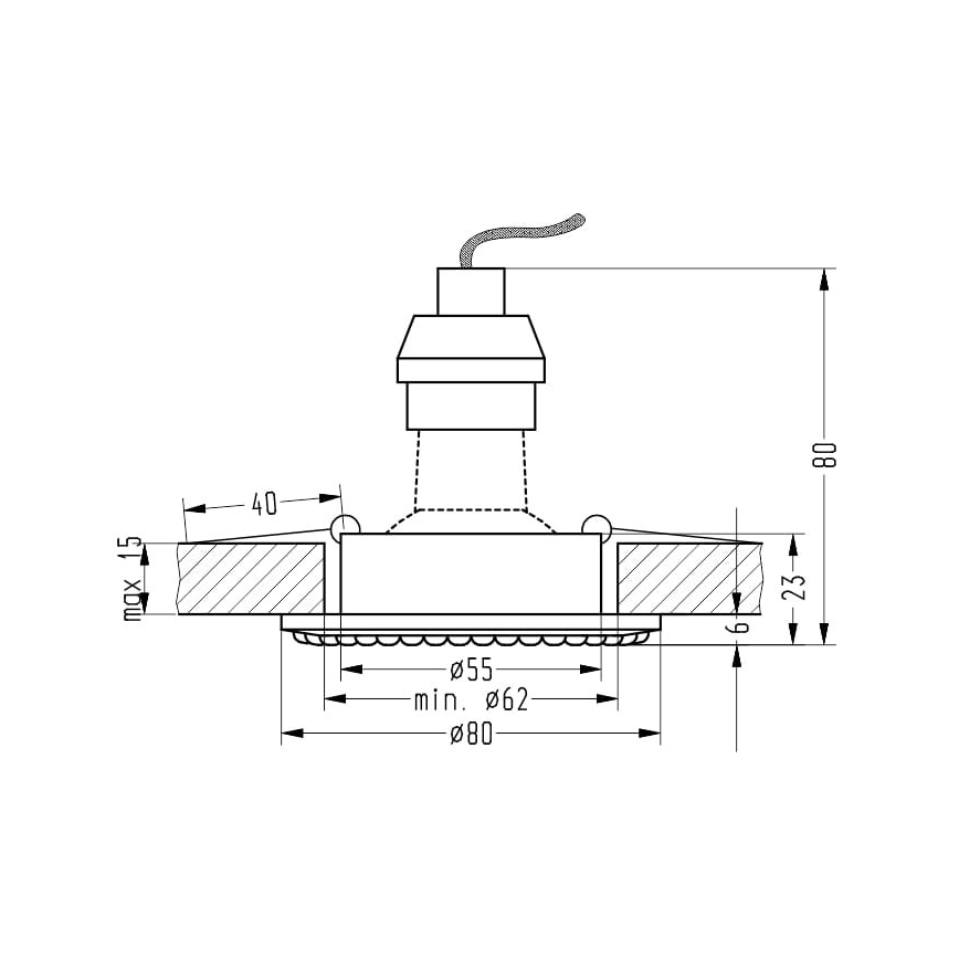 Iegremdēts gaismeklis SOC 1xGU10/50W/230V