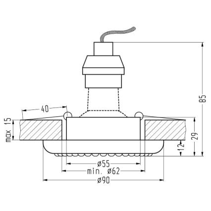 Iegremdēts gaismeklis SOC 1xGU10/50W/230V