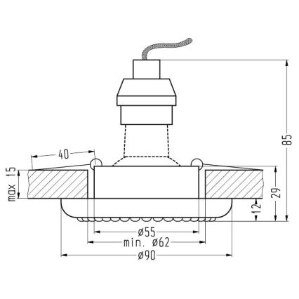 Iegremdēts gaismeklis SOC 1xGU10/50W/230V