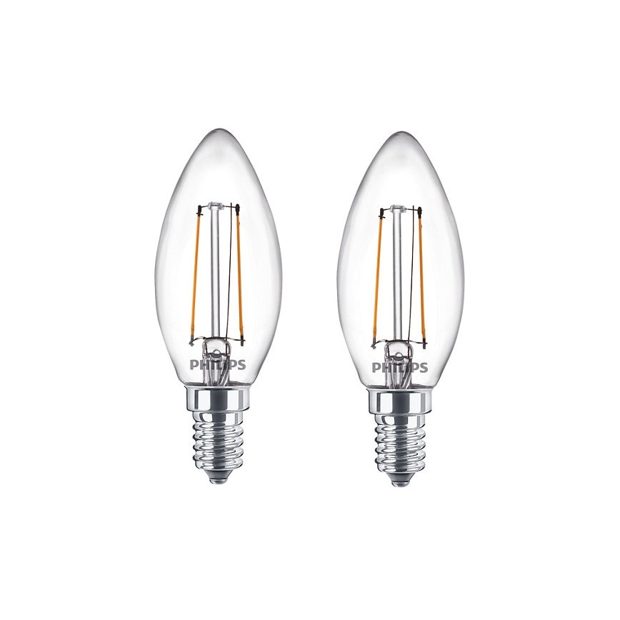 IEPAKOJUMS 2x LED Spuldze Philips B35 E14/2W/230V 2700K