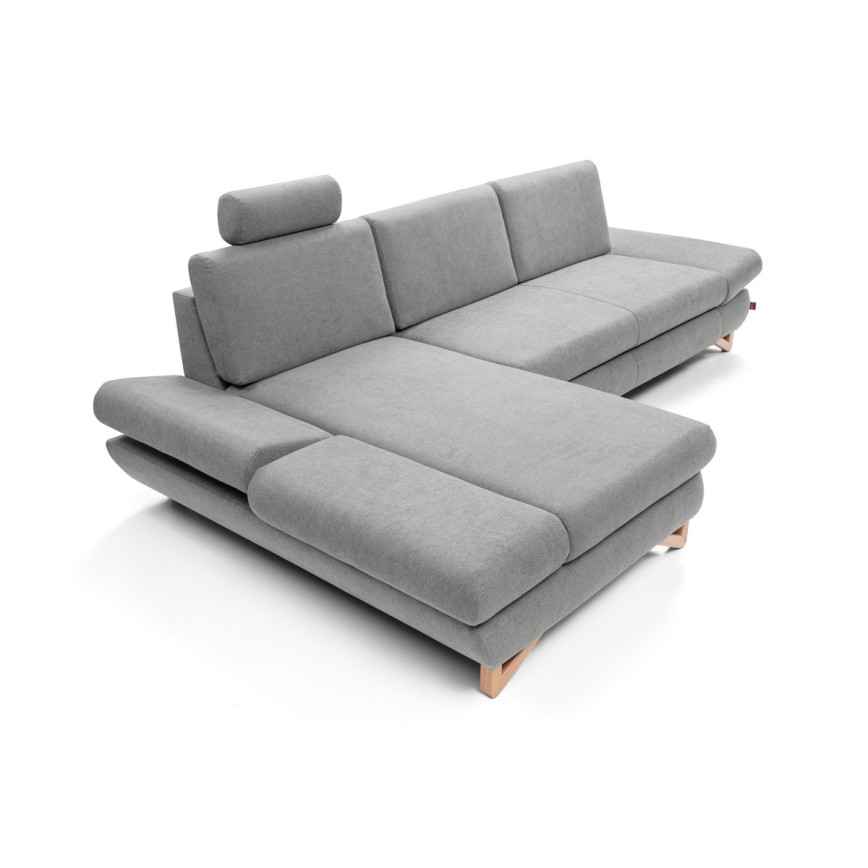 Izvelkamais stūra dīvāns ar uzglabāšanas vietu L-formā AVESTA, kreisā konfigurācija, pelēks