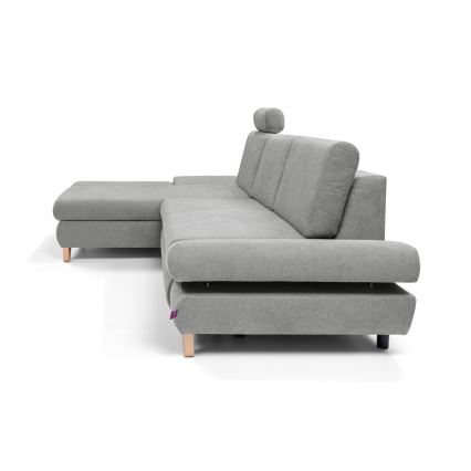 Izvelkamais stūra dīvāns ar uzglabāšanas vietu L-formā AVESTA, kreisā konfigurācija, pelēks