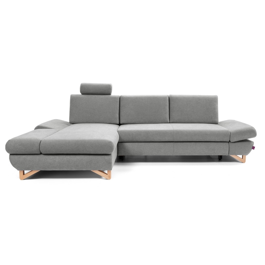 Izvelkamais stūra dīvāns ar uzglabāšanas vietu L-formā AVESTA, kreisā konfigurācija, pelēks