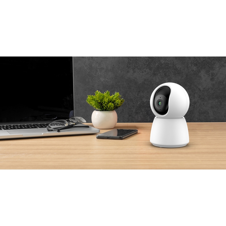Viedā kamera ar kustības sensoru, 2K, 5V, Wi‑Fi (Tuya), balta