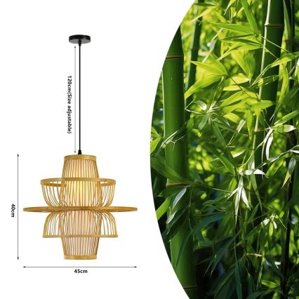 Lustra ar auklu PINCHOS 1xE27/40W/230V d. 45 cm bambusa