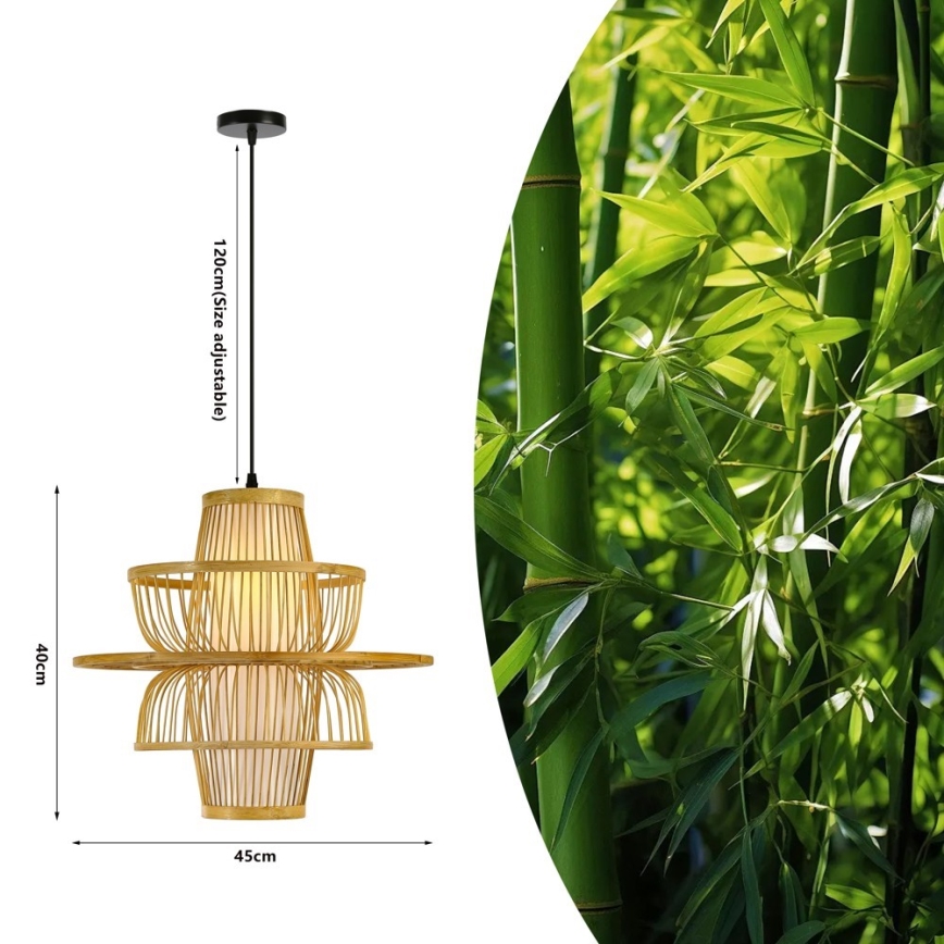 Lustra ar auklu PINCHOS 1xE27/40W/230V d. 45 cm bambusa