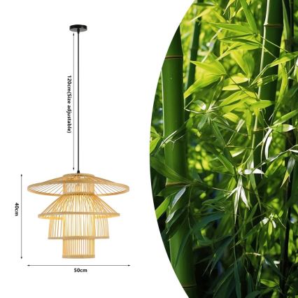 Lustra ar auklu PINCHOS 1xE27/40W/230V d. 50 cm bambusa