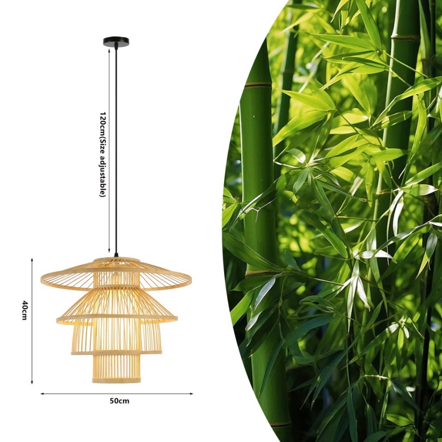 Lustra ar auklu PINCHOS 1xE27/40W/230V d. 50 cm bambusa