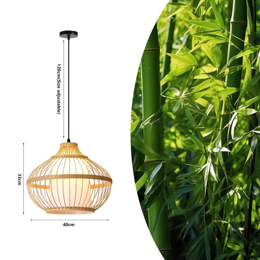 Lustra ar auklu PINCHOS 1xE27/40W/230V d. 40 cm bambusa