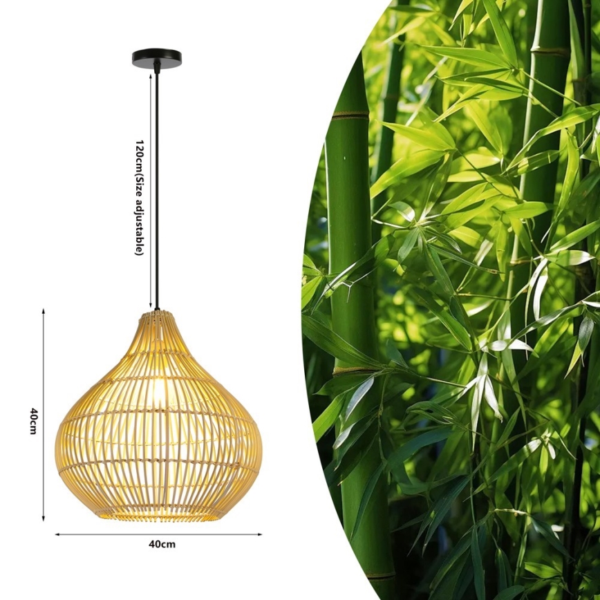 Lustra ar auklu PELO 1xE27/40W/230V d. 40 cm rotanga