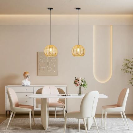 Lustra ar auklu PELO 1xE27/40W/230V d. 30 cm rotanga