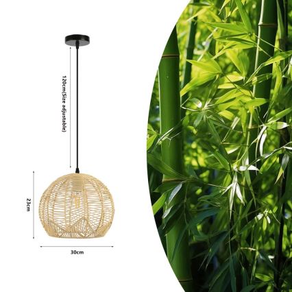 Lustra ar auklu PELO 1xE27/40W/230V d. 30 cm rotanga