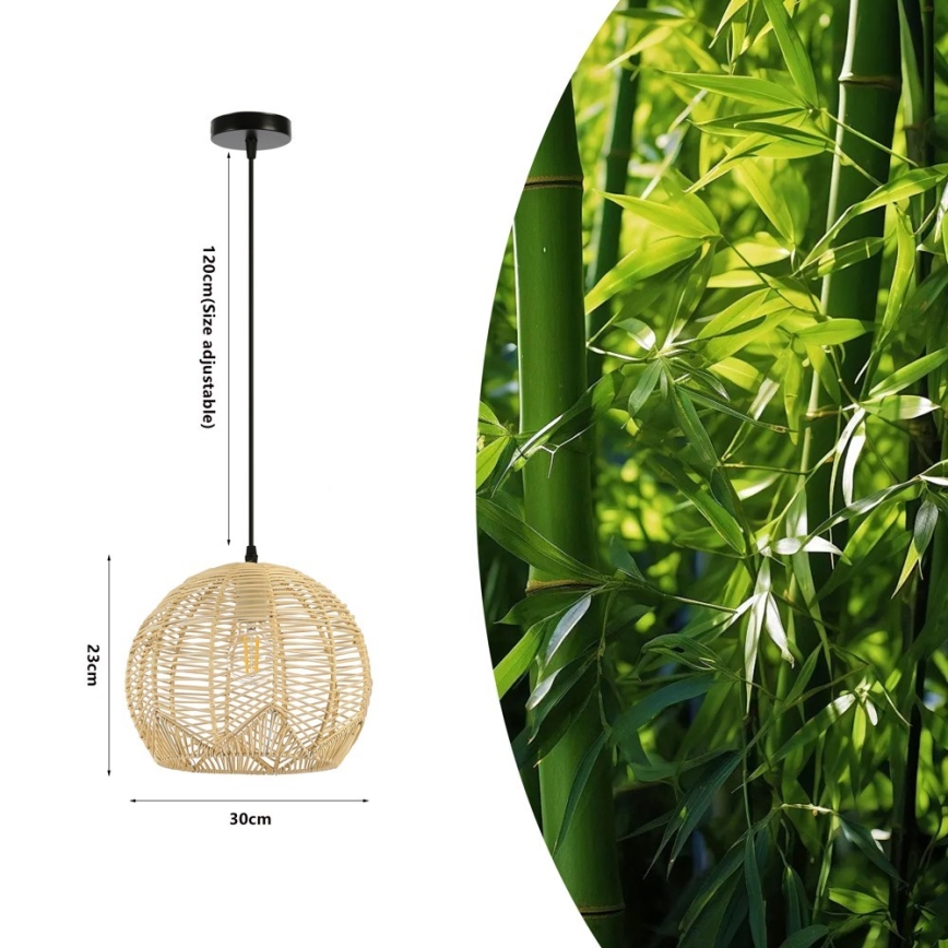 Lustra ar auklu PELO 1xE27/40W/230V d. 30 cm rotanga